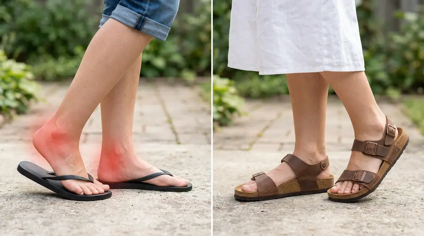 Summer foot pain from sandals & bare feet? Causes and relief tips for Brooklin, Whitby, Ajax & Oshawa.